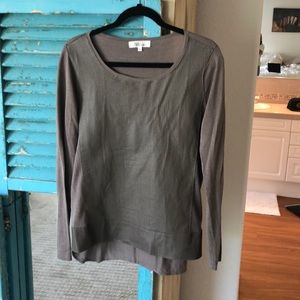 Silk cotton and leather sweater top